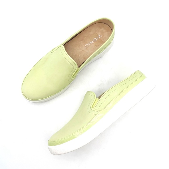 Vionic Effortless Mule Slip-On Sneakers Size 8 Lime Green Leather Comfort Shoes - Picture 1 of 15